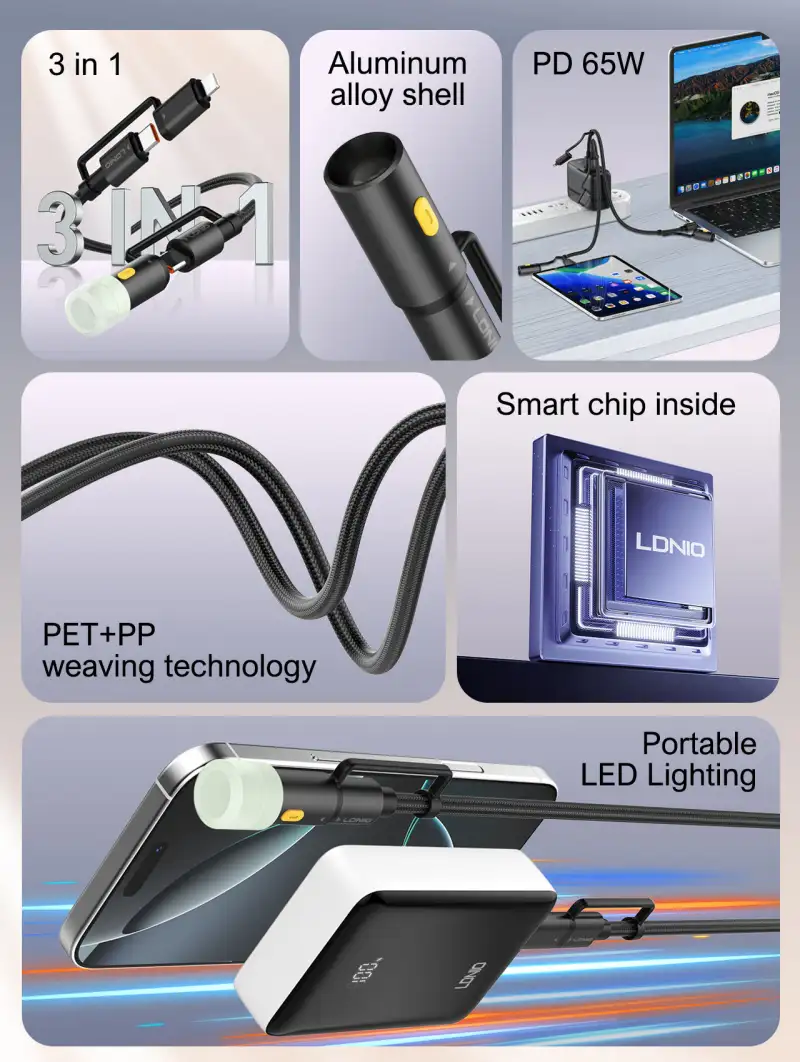 LDNIO LC19 65W Fast Charging Data Cable