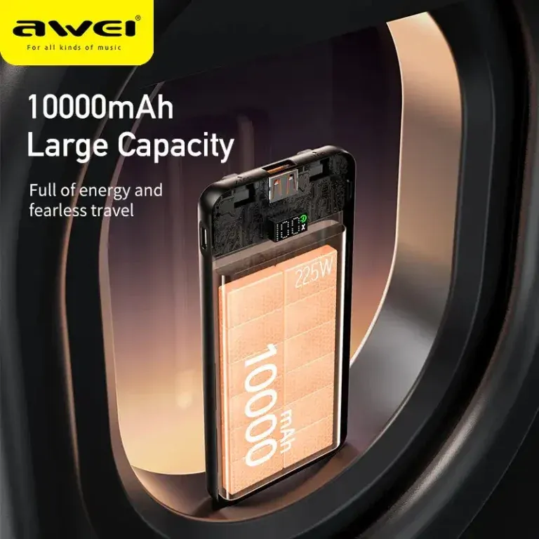 Awei P76K 10000mAh 22.5W Digital Display Dual Cable Powerbank