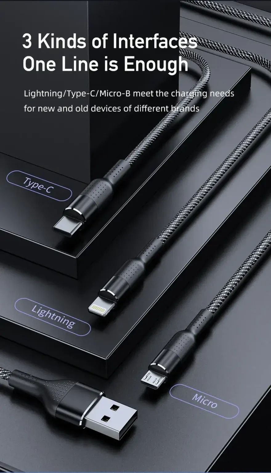 Awei CL972 120W 3 In 1Fast Charging Cable