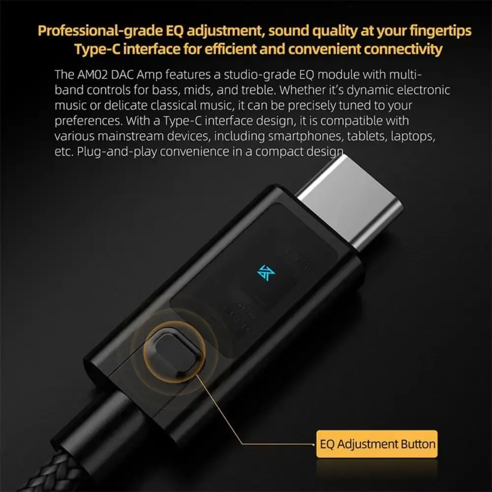 KZ AM02 Portable DAC Decoding Amplifier USB C to 3.5mm Audio Adapter