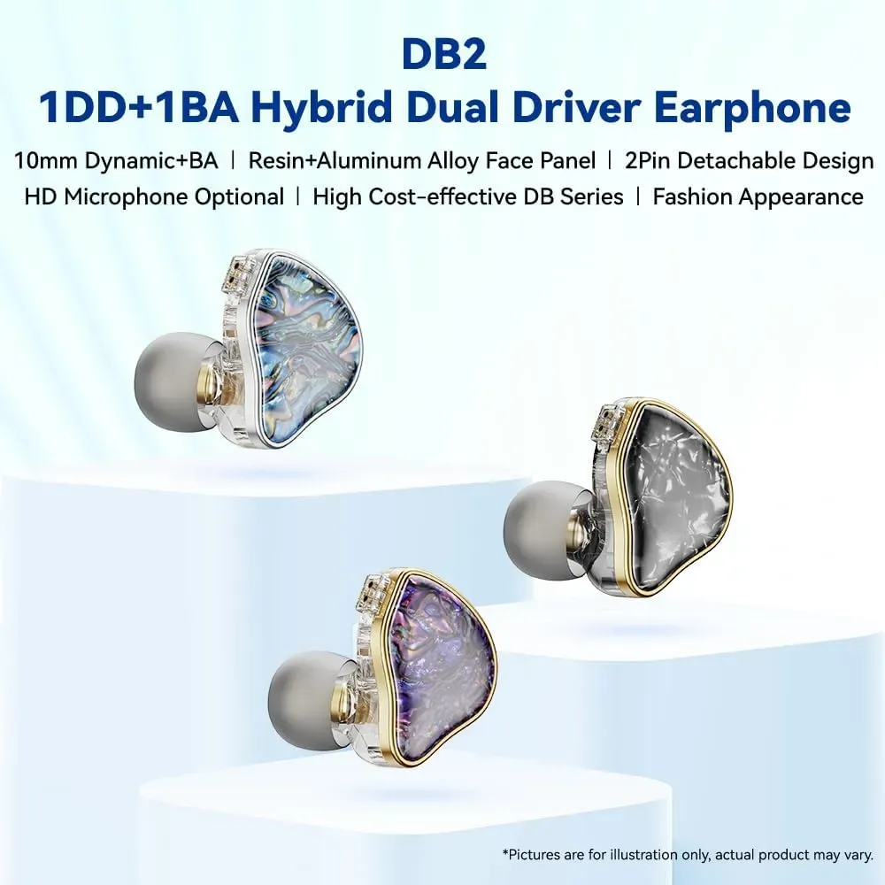 NICEHCK DB2 1BA+1DD Hybrid HiFi Wired In-Ear Monitors