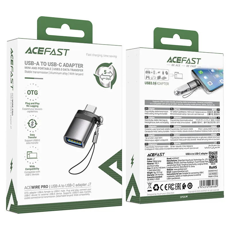 ACEFAST J7 USB-A to USB-C adapter for data Transfer
