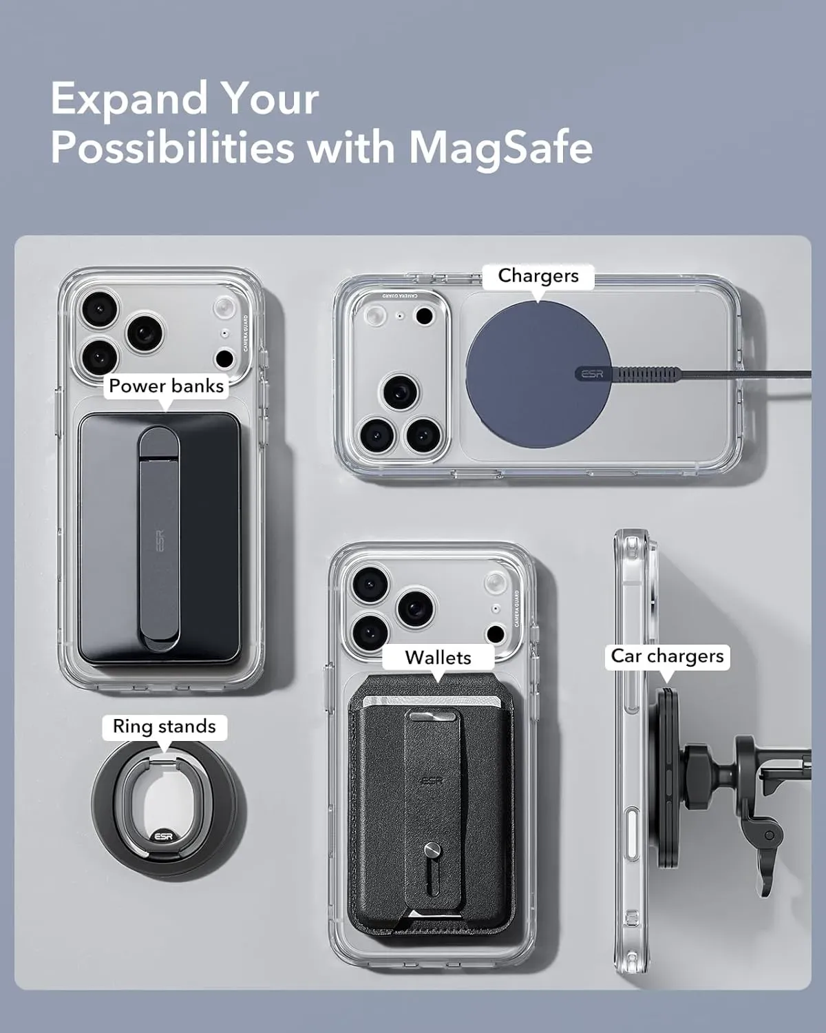 ESR Universal Ring 360 (HaloLock) MagSafe Sticker -2 Pack