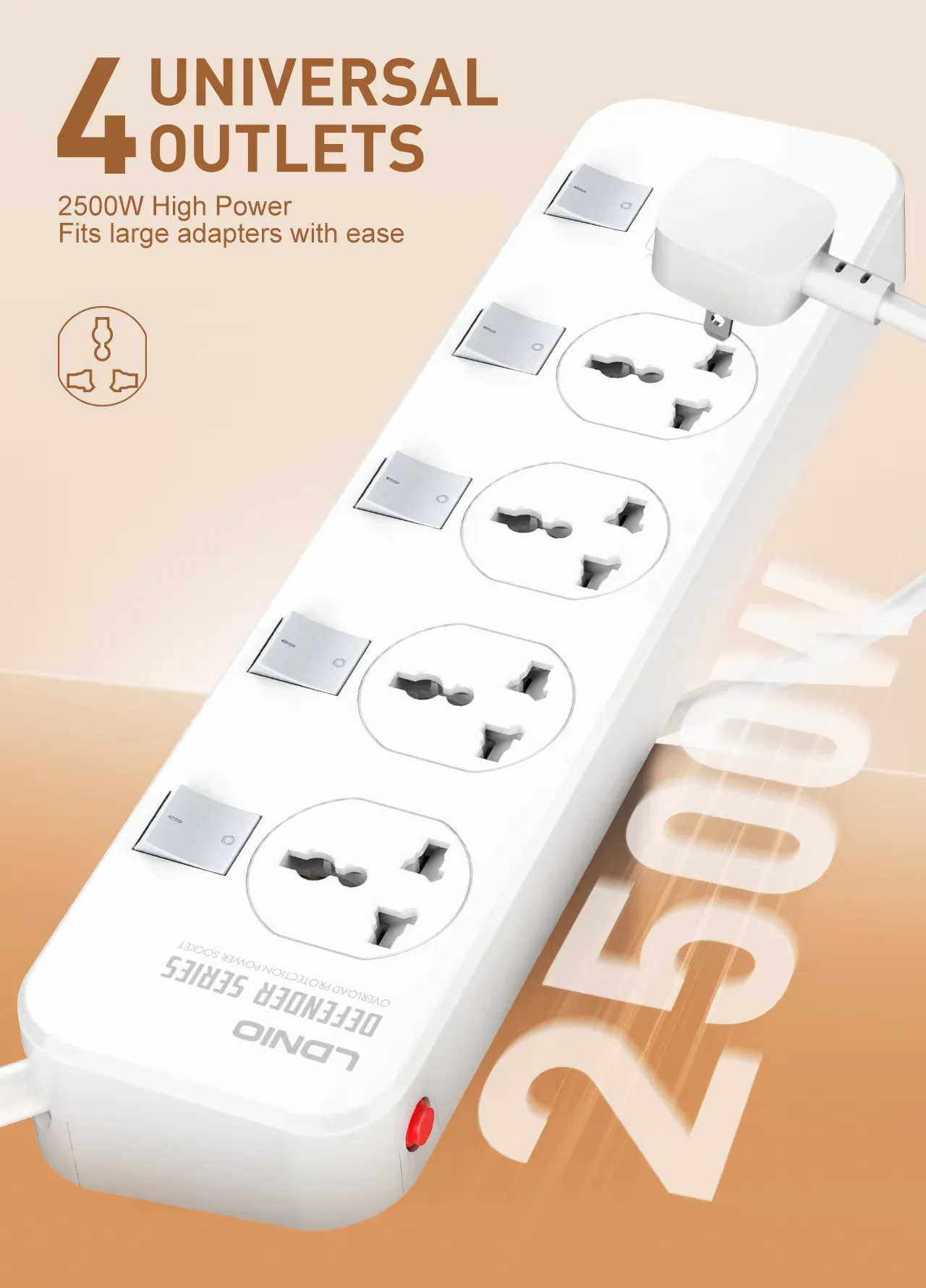 LDNIO SC4408C Extension Power Socket 4AC 4USB Power Strip