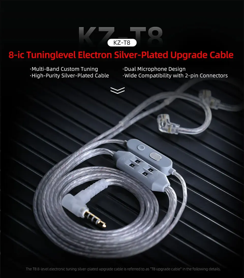 KZ T8 8 Level Tuning Silver Plated Upgrade Cable