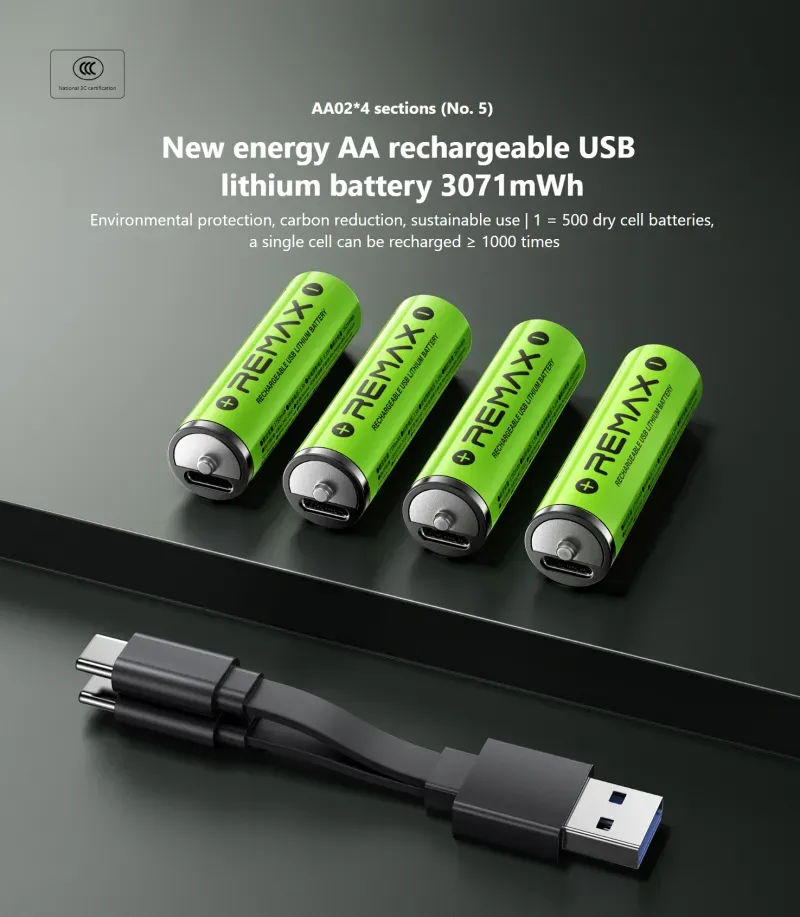 Remax AA02 3071mWh AA USB Rechargeable Lithium Battery