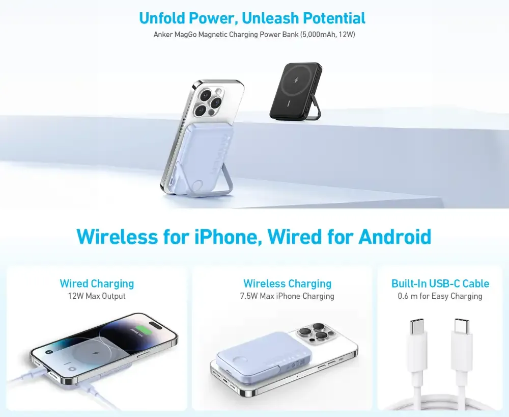 Anker 322 MagGo 5K Wireless Portable Powerbank with Stand