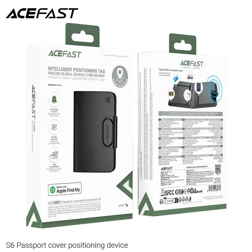 ACEFAST S6 Passport Cover Positioning Device Works With Apple Find My