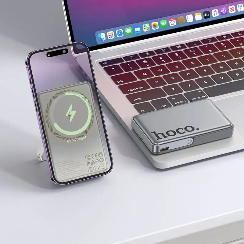 Hoco Q36A 10000mAh MagSafe Power Bank with Rotatable Kickstand | Fast Wireless Charging for iPhone