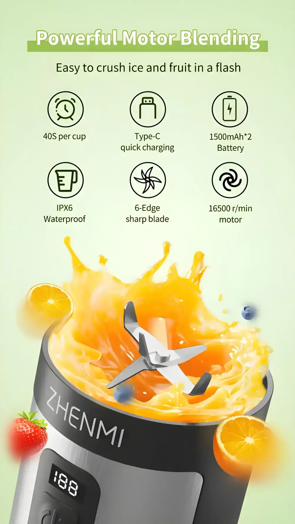 Zhenmi ZMGZJ17 Portable Ice-Crushing Blender