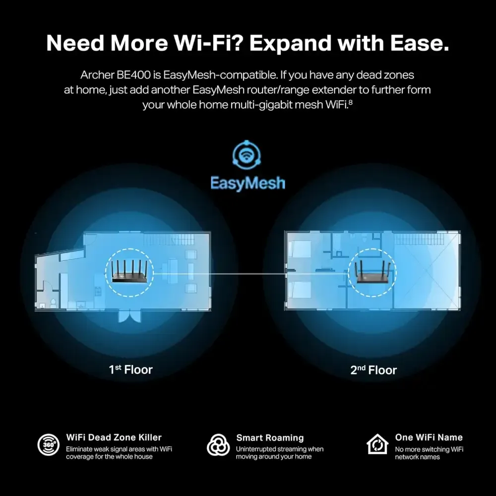 TP Link Archer BE400 BE6500 Dual Band WiFi 7 Router
