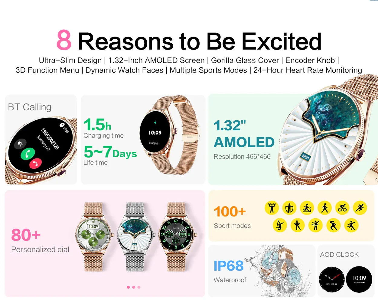 VALDUS VL60 PRO Fashion AMOLED Smart Watch for Women