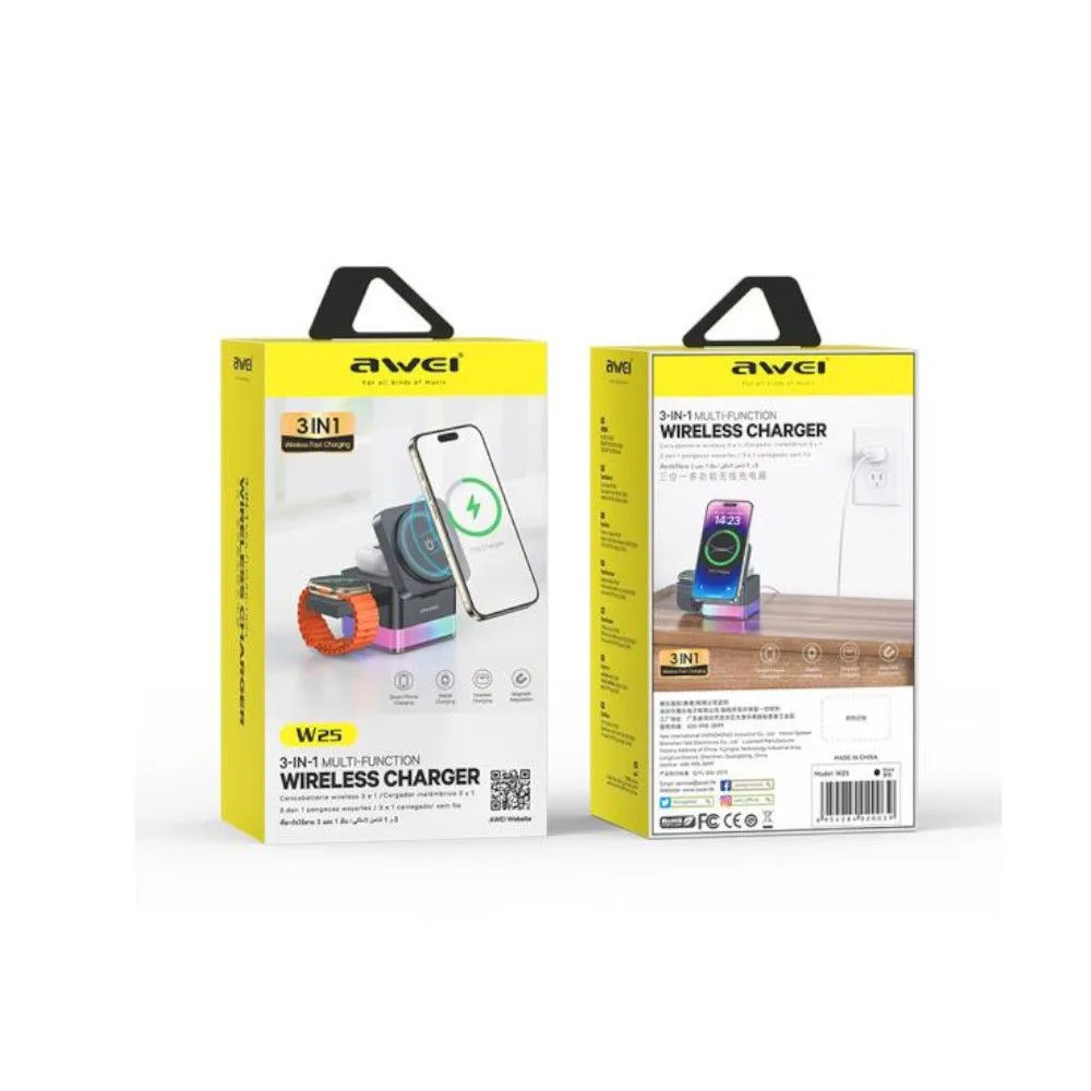 Awei W25 3-in-1 Wireless Charger