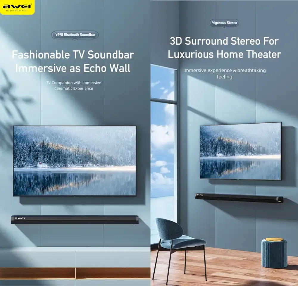 Awei Y990 100W Bluetooth Home Theater Sound Bar with Dual Speakers