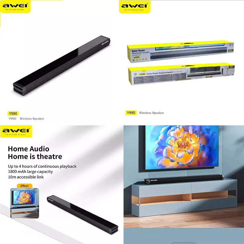 Awei Y990 100W Bluetooth Home Theater Sound Bar with Dual Speakers
