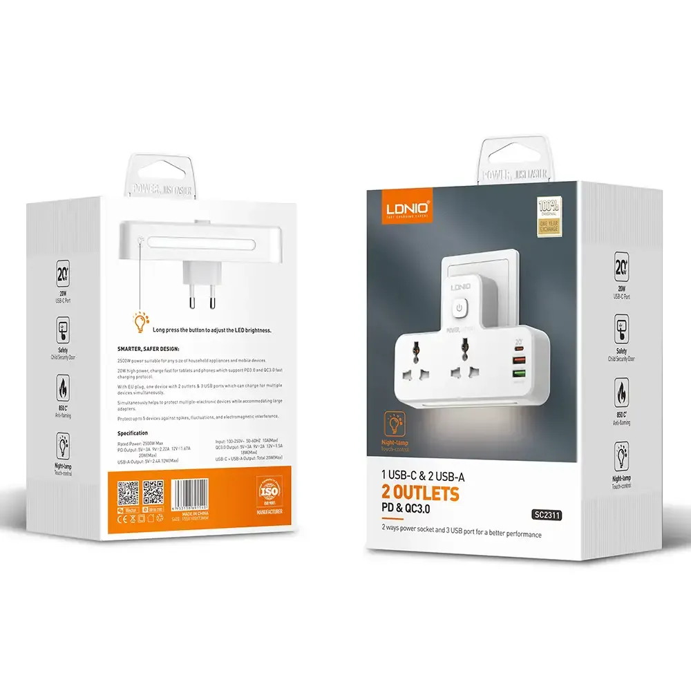 LDNIO SC2311 20W 3-Port USB Power Socket
