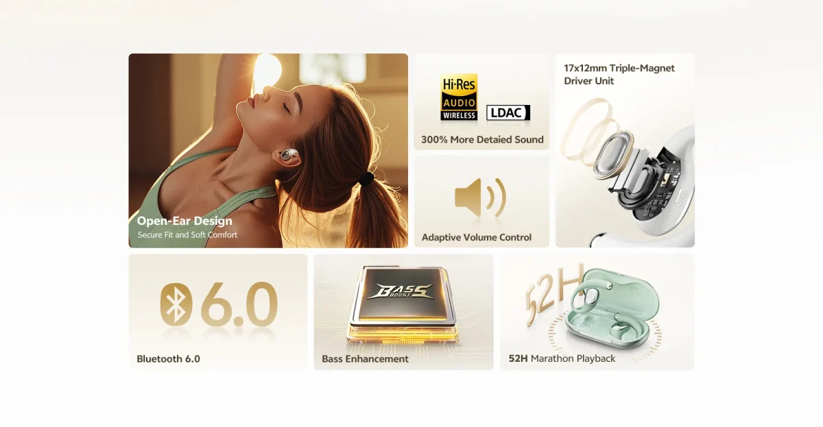 QCY Crossky R70 Open-Ear Wireless Earbuds