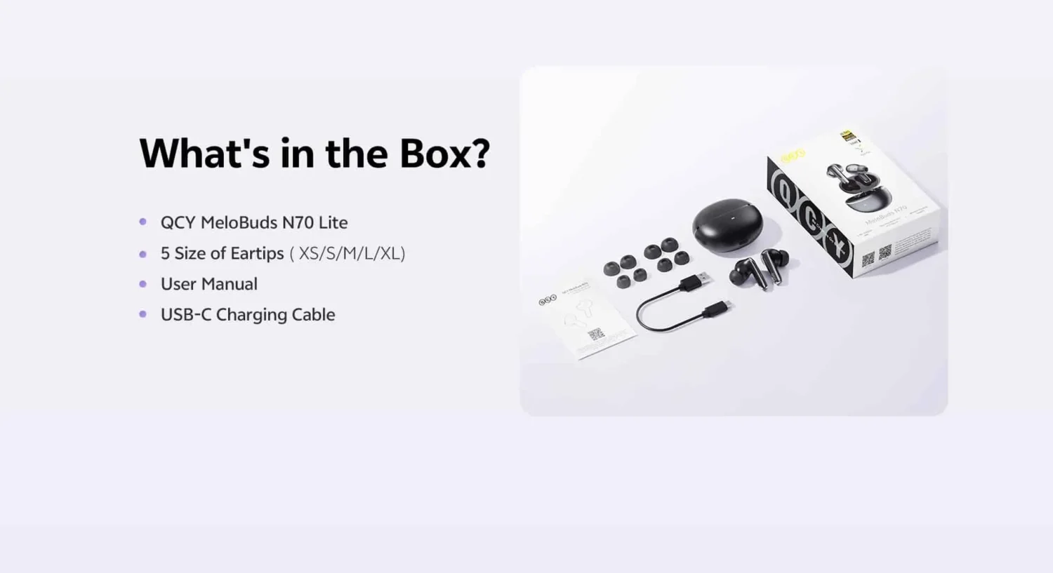 QCY MeloBuds N70i Lite Hi-Res LDAC ANC Earbuds