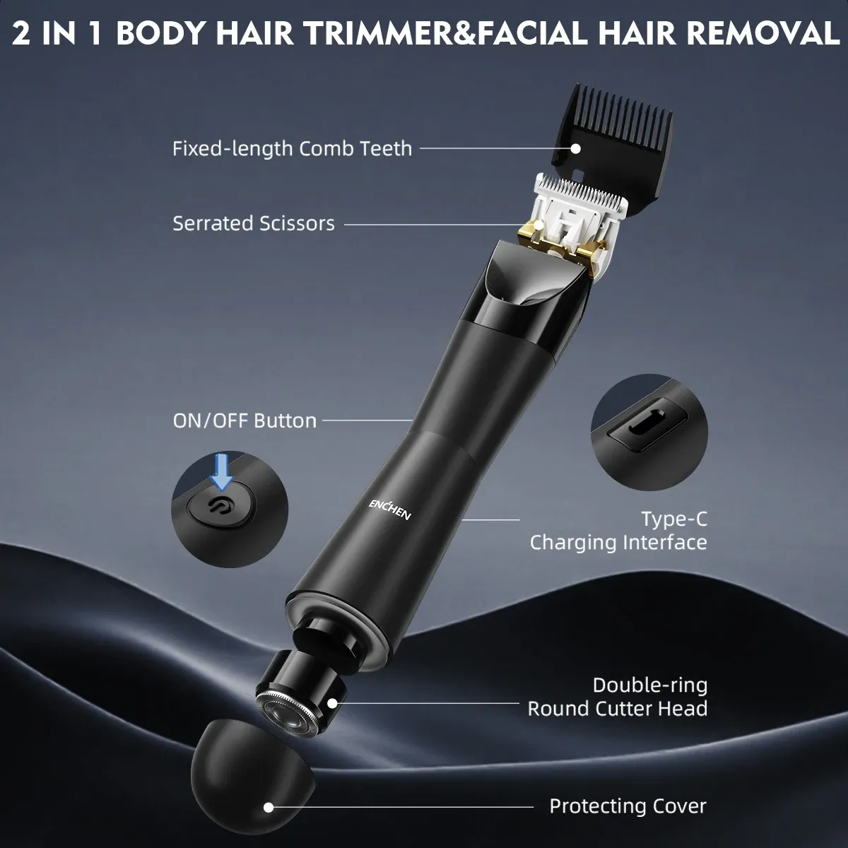 ENCHEN A4 2-in-1 Electric Groomer Face & Body Hair trimmer