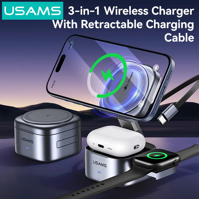USAMS 3 in 1 Wireless Charger CD257 15W Qi2