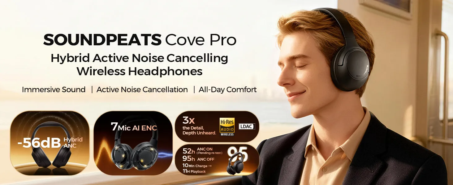 SOUNDPEATS Cove Pro Wireless Over-Ear Headphones