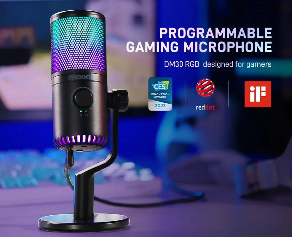 MAONO DM30 RGB Gaming USB Microphone with Cardioid