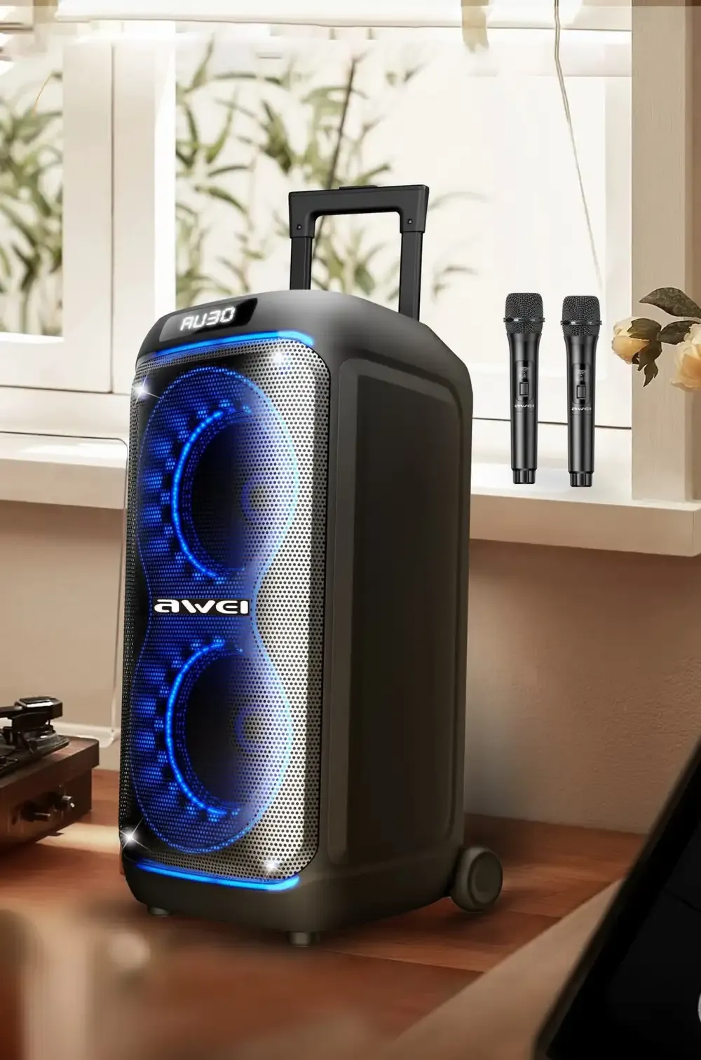 AWEI KT33 Bluetooth Trolley Speaker with 2 Microphones