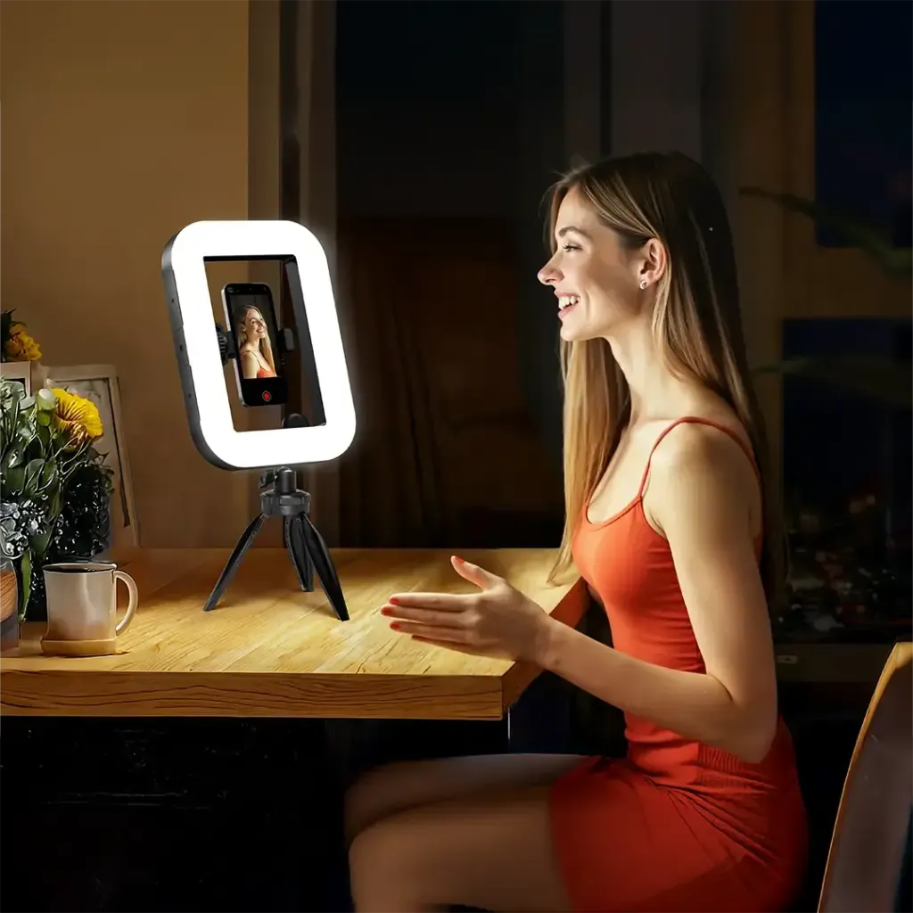 Porodo Lifestyle Handheld Ring Grip Camera & Phone Vlogging Light