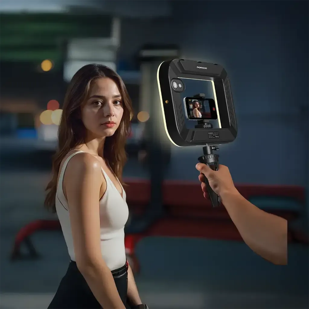 Porodo Lifestyle Handheld Ring Grip Camera & Phone Vlogging Light