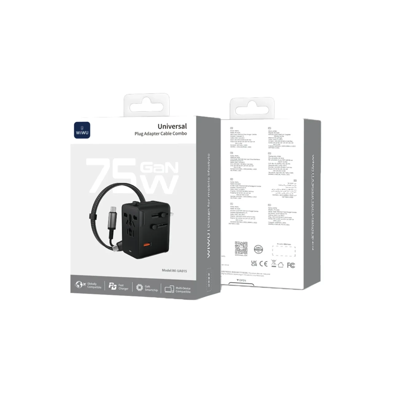 WiWU 75W Universal Plug Adapter Cable Combo Wi-UA015