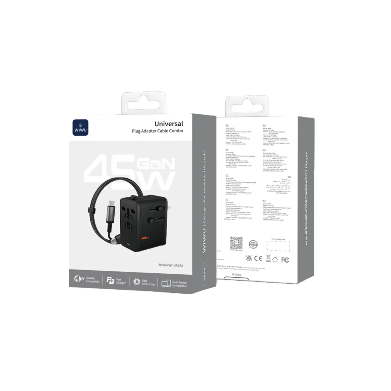 WiWU 45W Universal Plug Adapter Cable Combo Wi-UA014