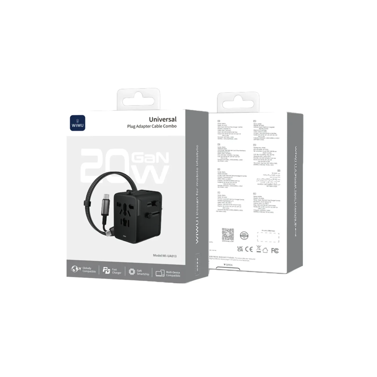 WiWU 20W Universal Plug Adapter Cable Combo Wi-UA013