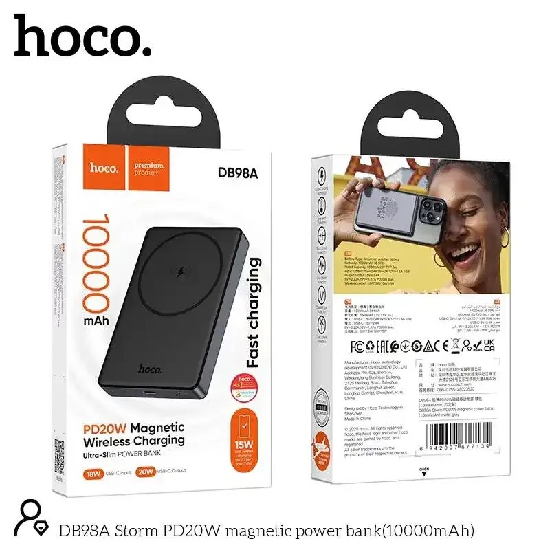 Hoco DB98A Storm PD 20W 10000mAh Magnetic Power Bank