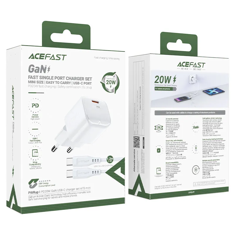 Acefast Wall Charger A73 Mini PD20W GaN Charger Acefast Wall Charger A73 Mini PD20W GaN Charger