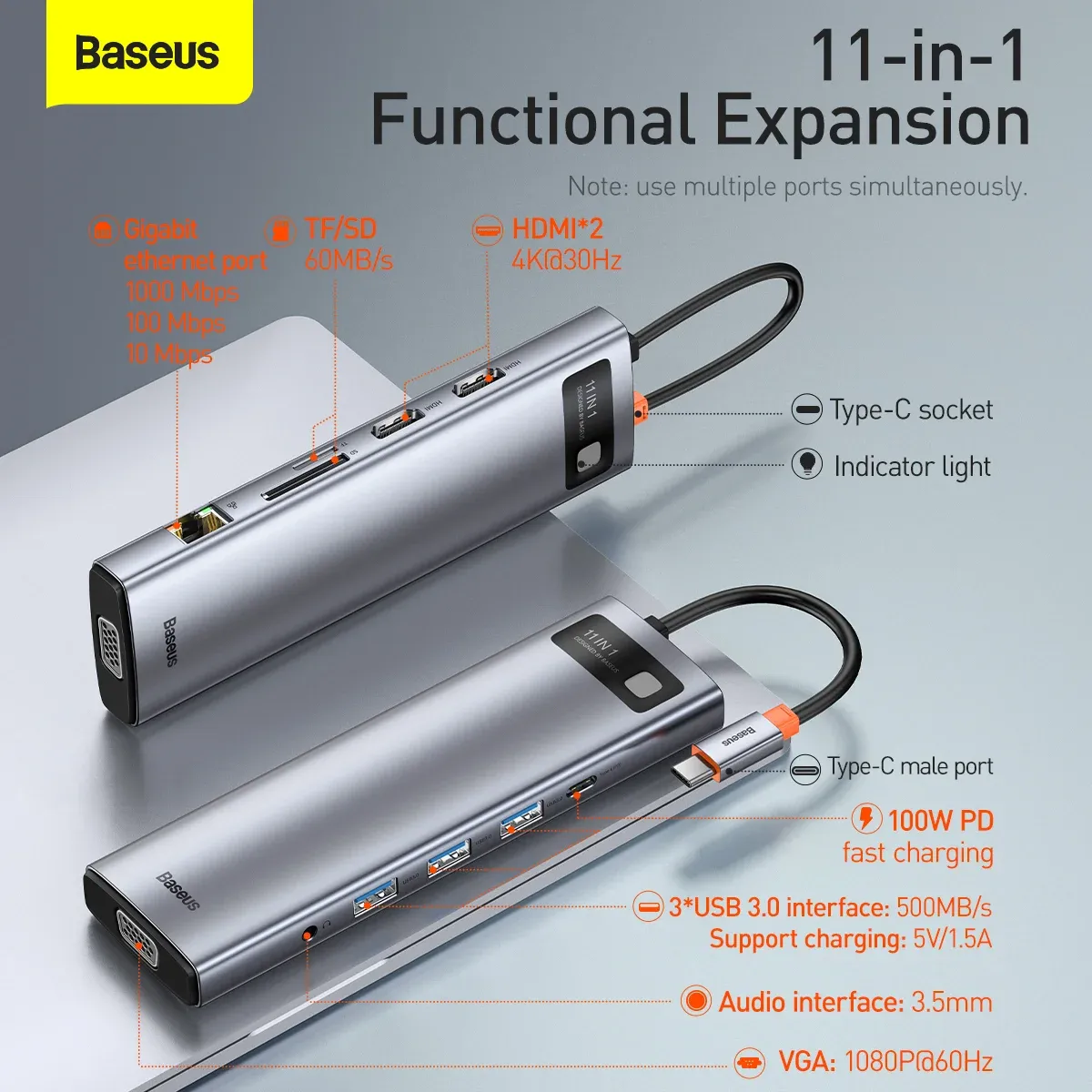 Baseus Metal Gleam Series 11 in 1 Type-C Hub