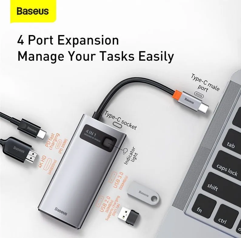 Baseus Metal Gleam Series 4-in-1 Type-C HUB