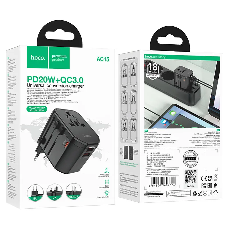 Hoco AC15 PD20W Universal Travel Charger