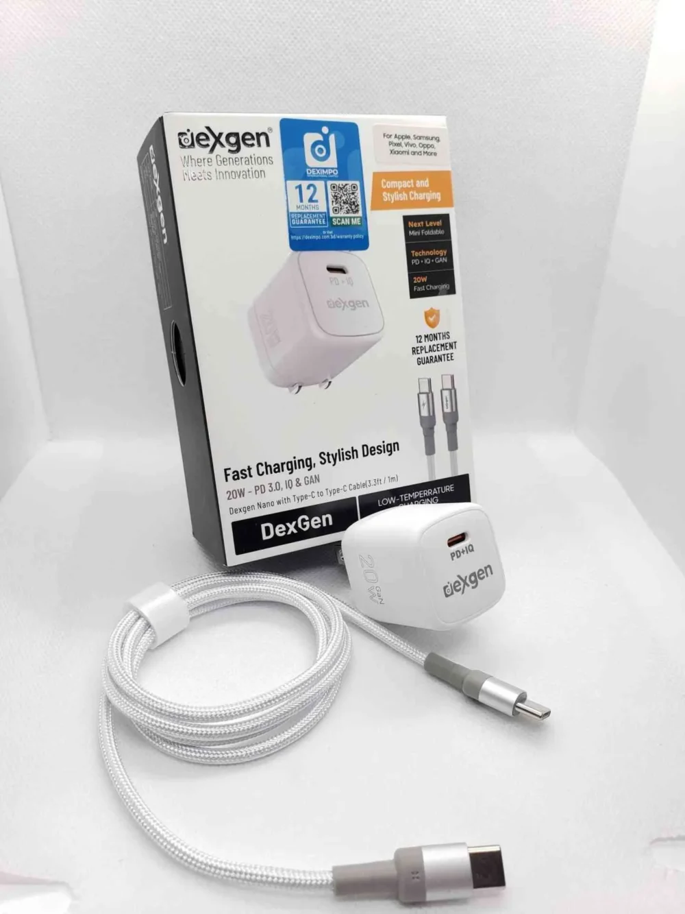 Dexgen Nano 20W Fast Charger – GaN PD Adapter & Combo (Type-C to Type-C / Lightning)