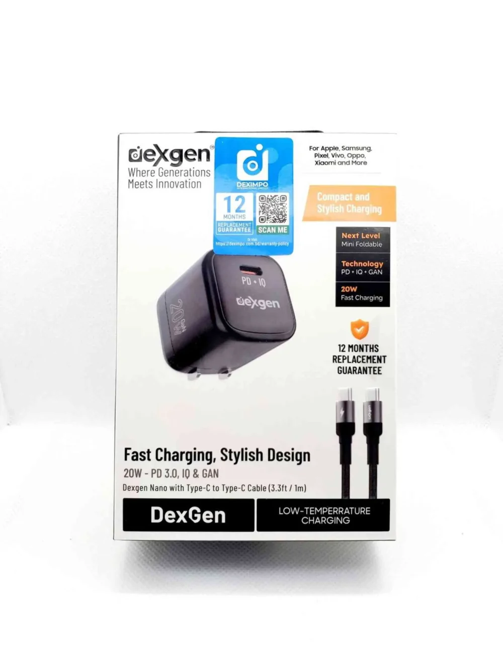 Dexgen Nano 20W Fast Charger – GaN PD Adapter & Combo (Type-C to Type-C / Lightning)