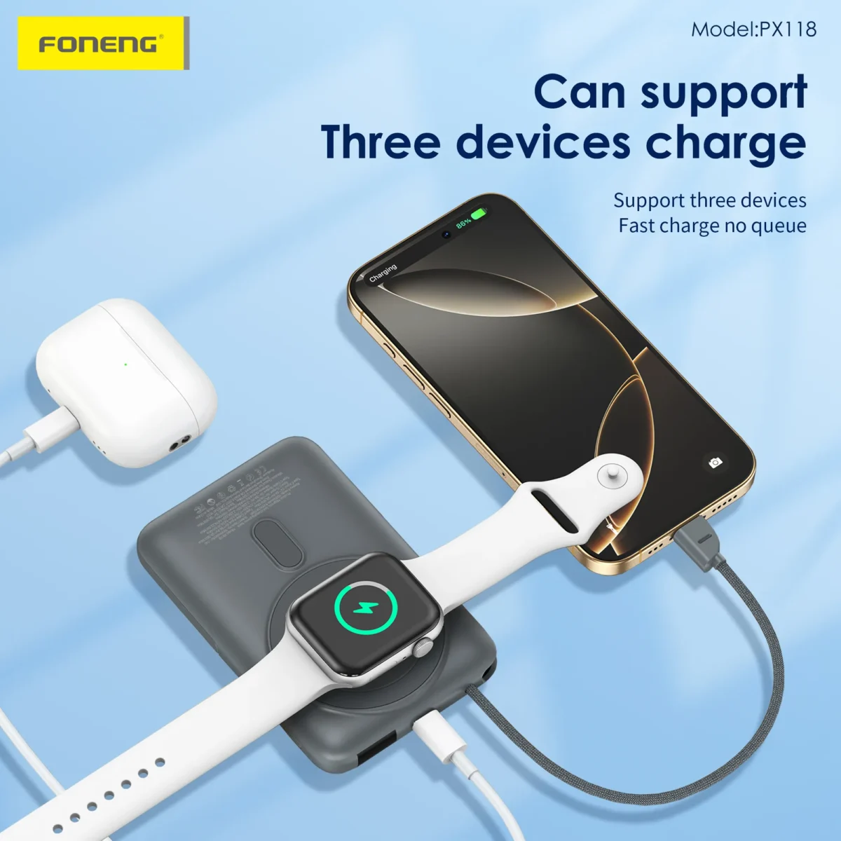 FONENG PX118 10000mAh 22.5W Wireless Power Bank