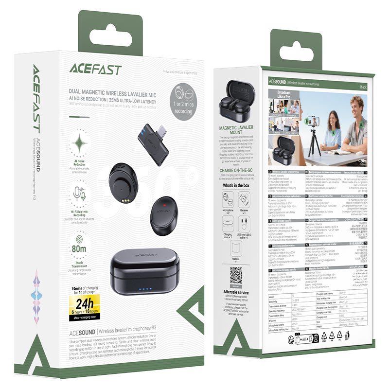 Acefast R3 Wireless Magnetic Lavalier Microphones