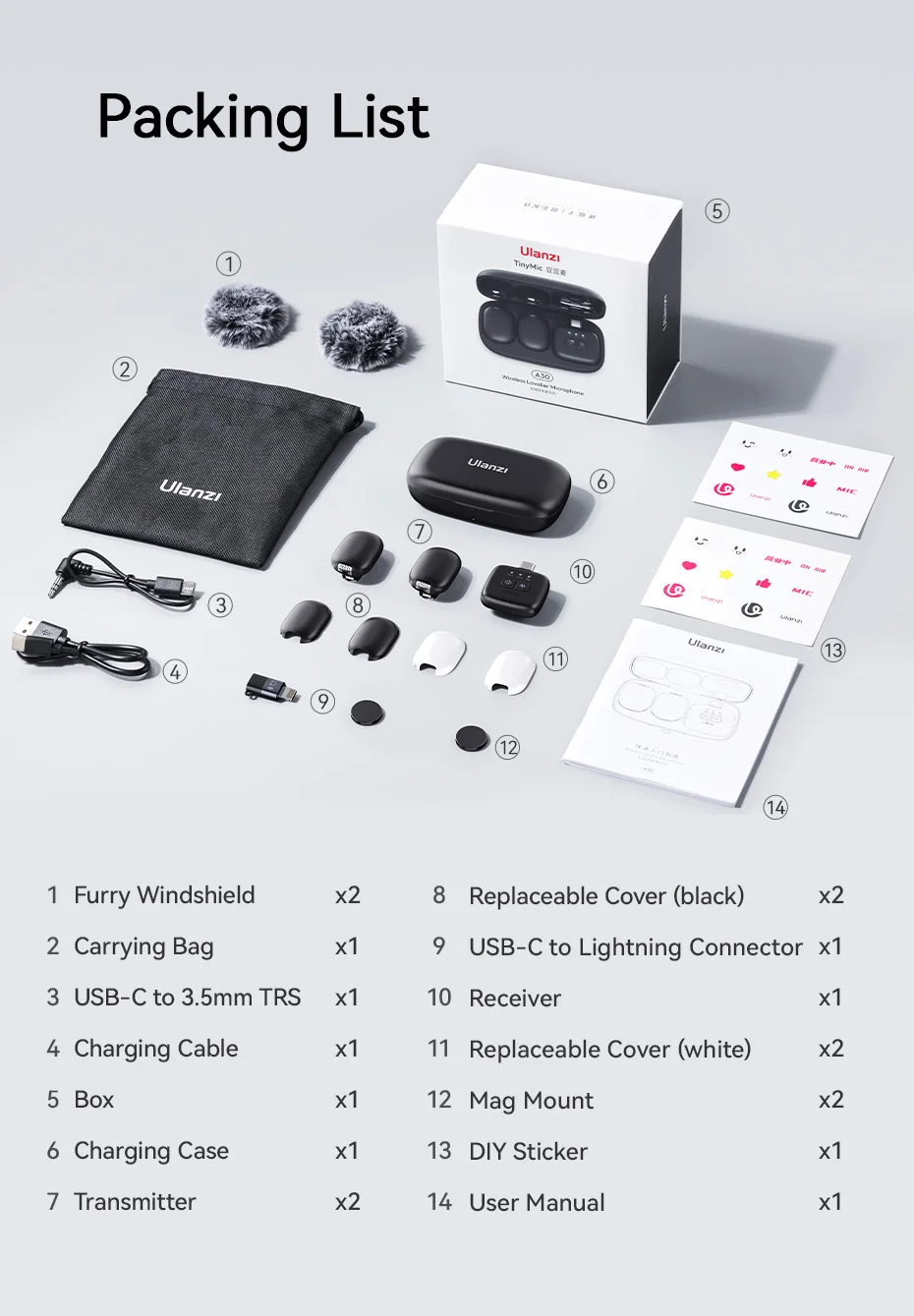 Ulanzi A30 Magic Beans Wireless Lavalier Microphone