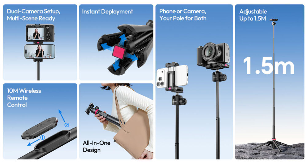 Ulanzi MT-44B 2-in-1 Selfie Stick Quadpod S056