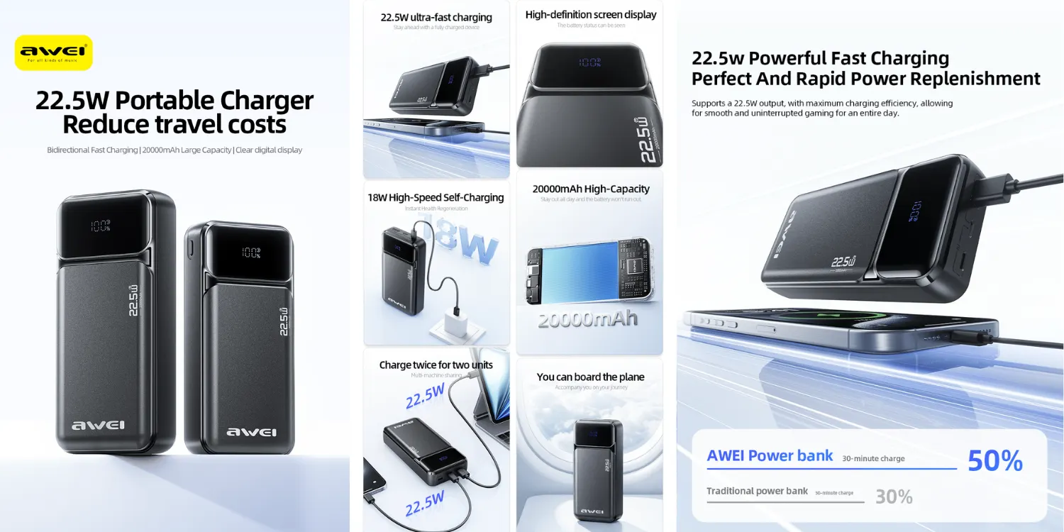Awei PA-92 20000mAh 22.5W Power Bank price in BD