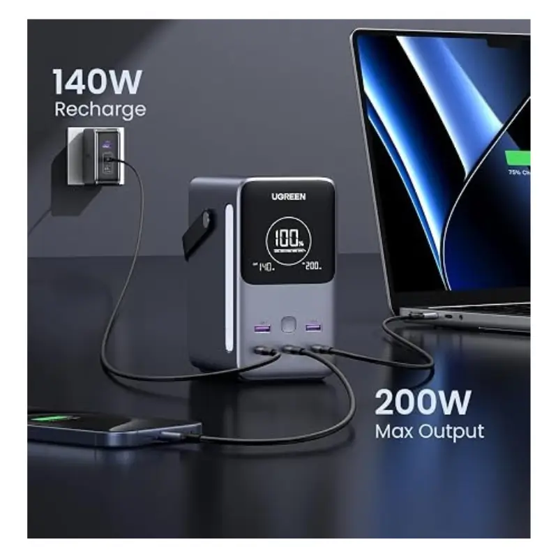 UGREEN 300W 48000mAh 5-Port Power Bank with LED Light & SOS Mode
