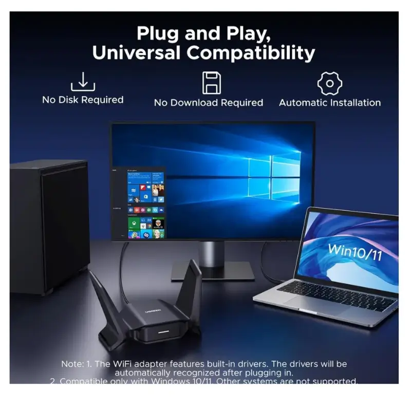 UGREEN CM995 Wi-Fi 7 USB Adapter with Dual High-Gain Antennas