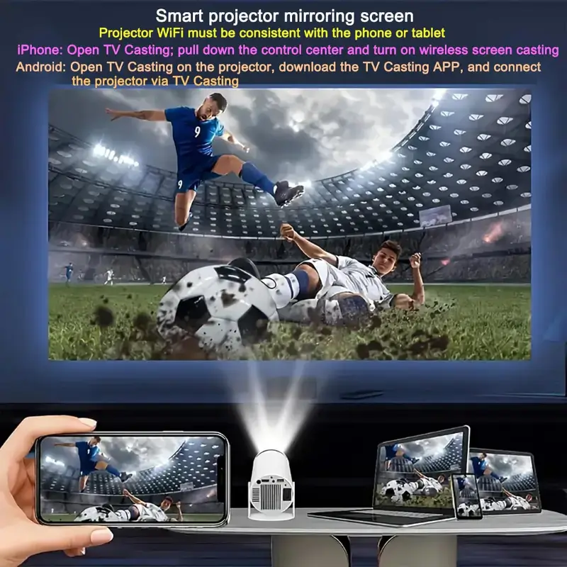 Amovfilm HY300 Mini WiFi6 Projector with Android TV 11.0