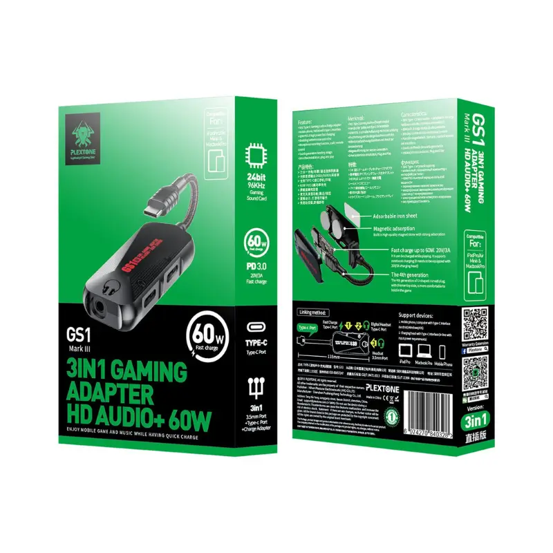 PLEXTONE GS1 Mark III USB-C to 3.5mm Gaming Adapter PLEXTONE GS1 Mark III USB-C to 3.5mm Gaming Adapter