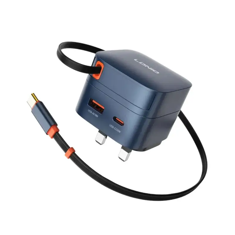 LDNIO Q10 65W GaN Fast Charger with Retractable Cable LDNIO Q10 65W GaN Fast Charger with Retractable Cable