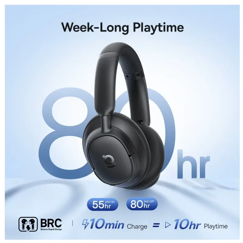 Baseus BH1 Wireless Bluetooth Headphones with 40mm Drivers & 80Hr Battery Baseus BH1 Wireless Bluetooth Headphones with 40mm Drivers & 80Hr Battery